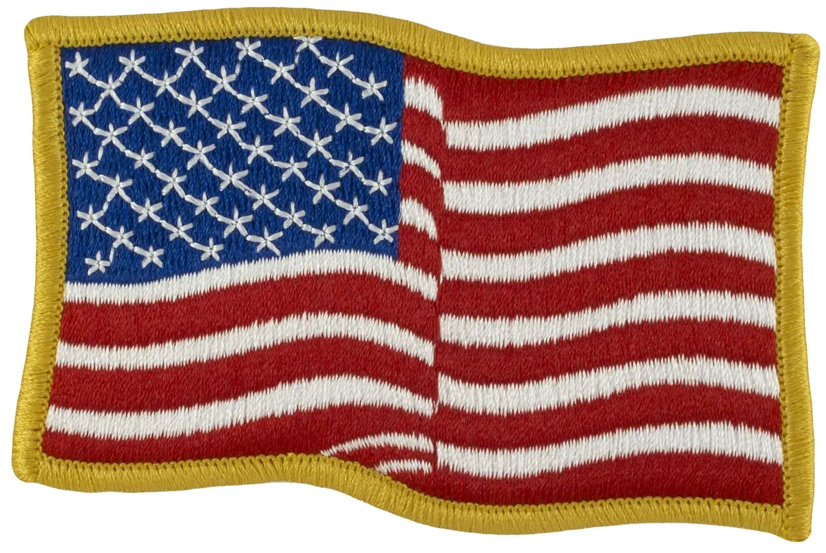 Waving Us Flag Patch (Sew-On) Forward Full Color 2 1/4" X 3 1/2" 1