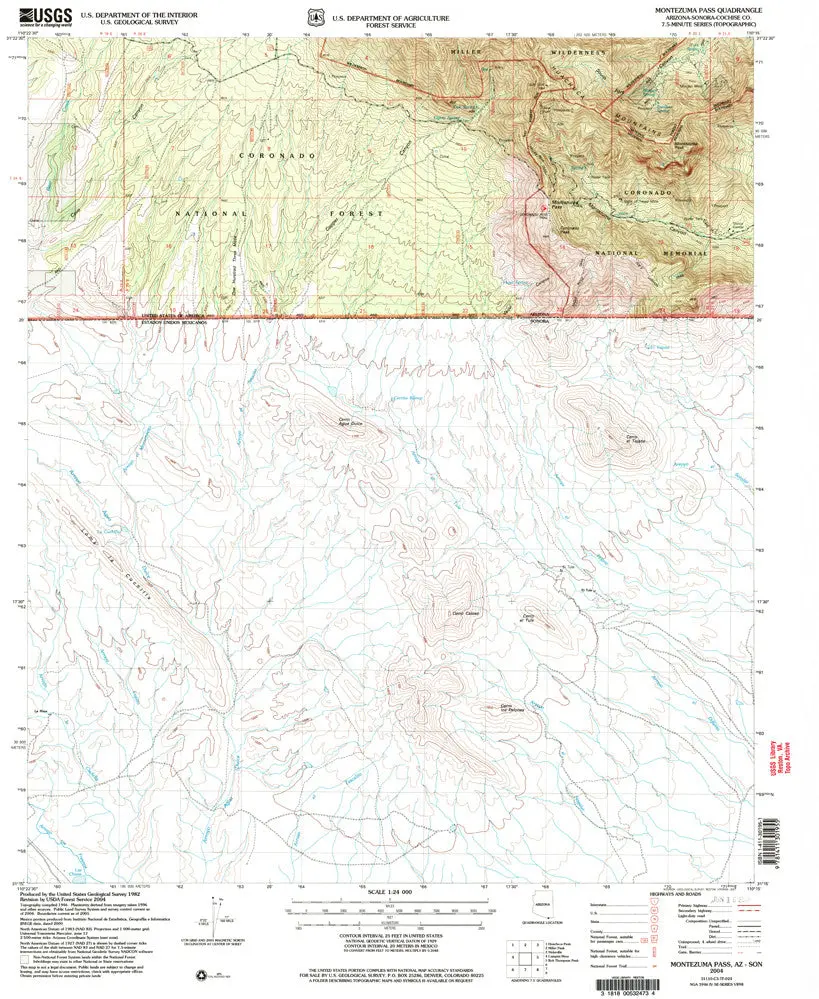 Montezuma Pass, Arizona-Sonora 7.5' [Map] United Stated Geological Survey 1