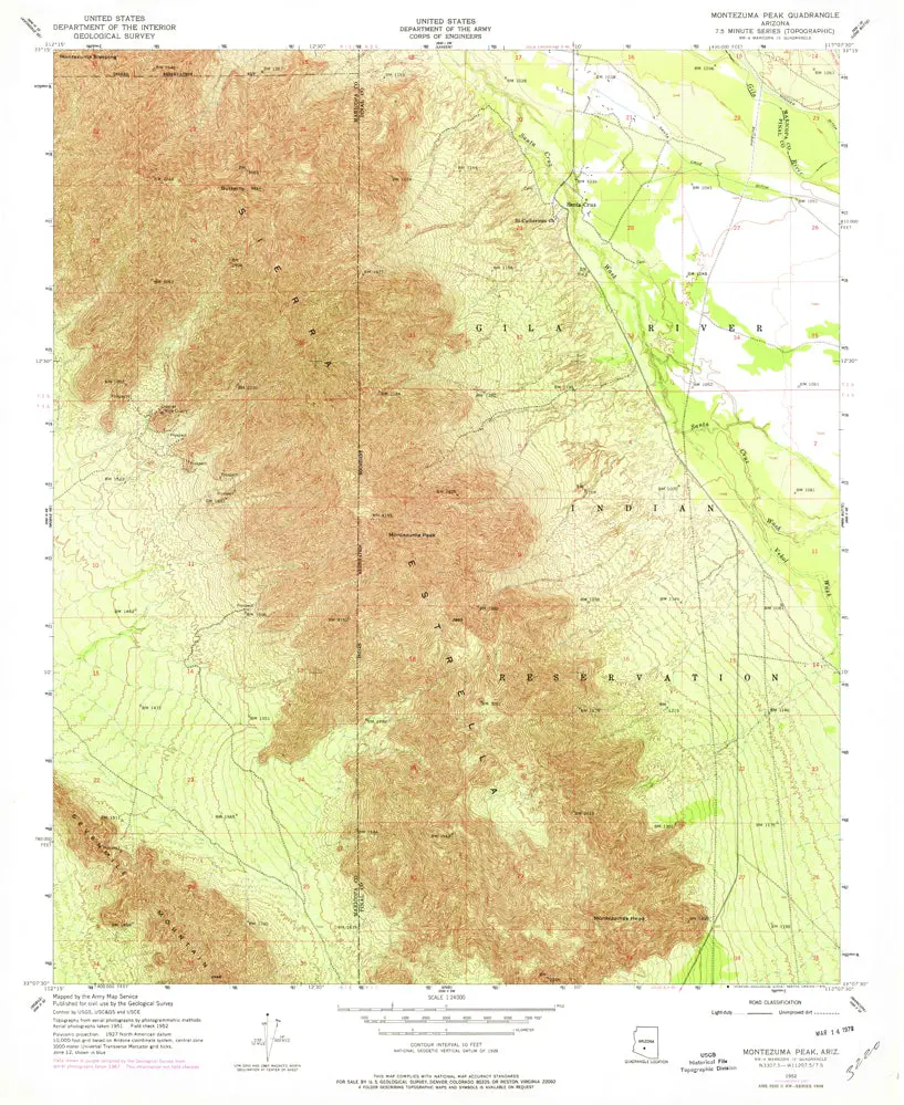 Montezuma Peak, Az 7.5' 1952 Pr 1967 (7.5'×7.5' Topographic Quadrangle) [Map] United States Geological Survey 1