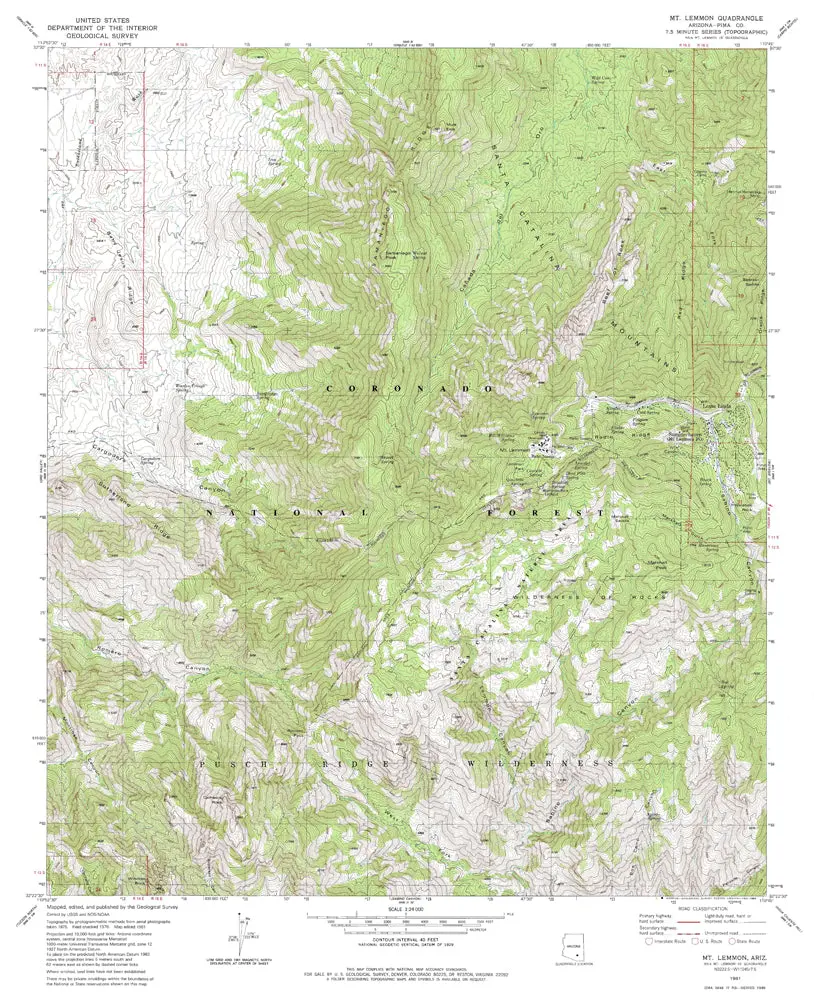 Mount Lemmon, Arizona 1981 (7.5'×7.5' Topographic Quadrangle) [Map] United States Geological Survey 1