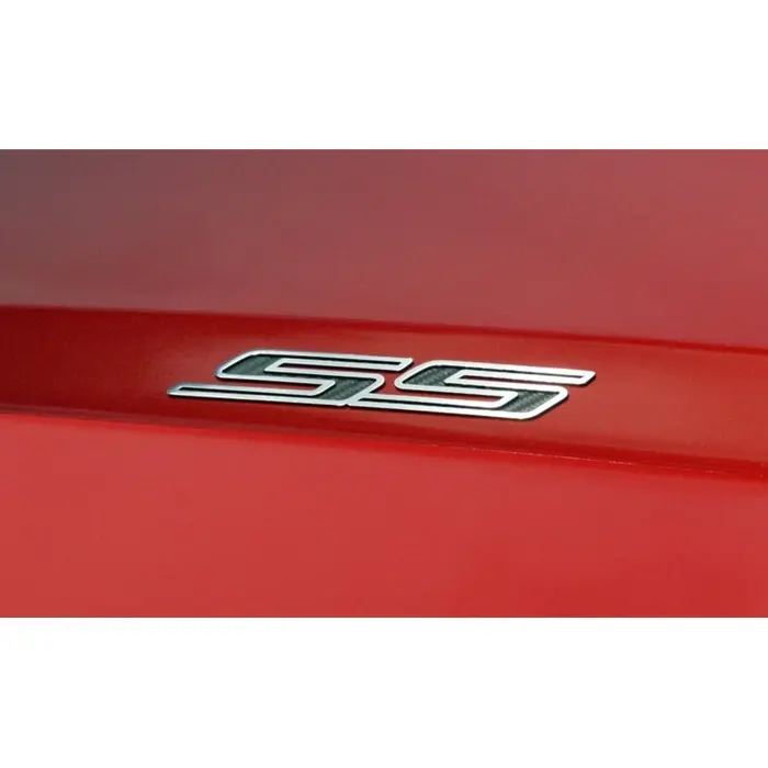 2010-2015 Camaro "Ss" Badges With Carbon Fiber Inlay 2Pc Set - Polished Stainless Steel 1