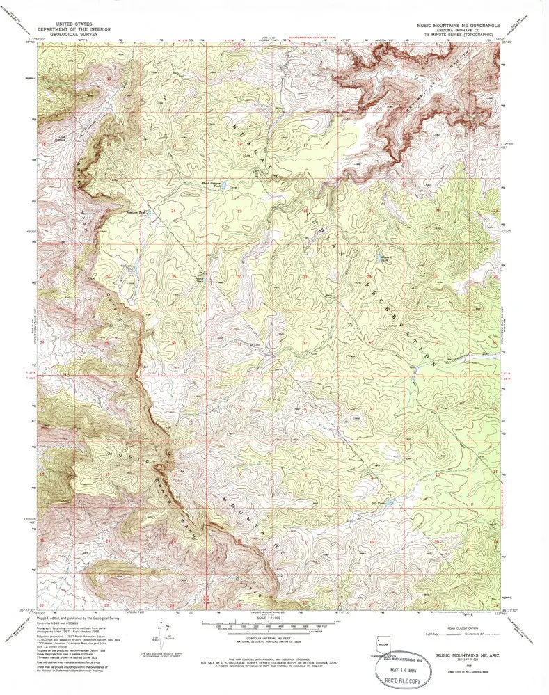 Music Mountains Ne 7.5' Arizona Map United States Geological Survey 1