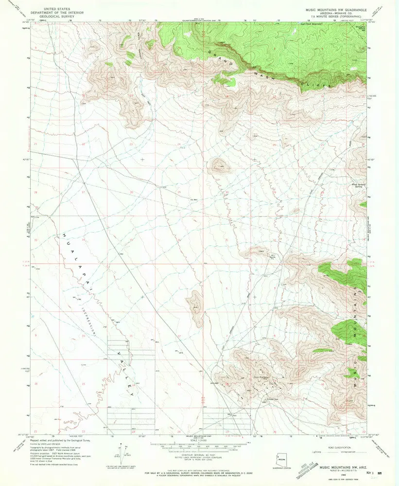 Music Mountains Nw 7.5' Arizona Map United States Geological Survey 1