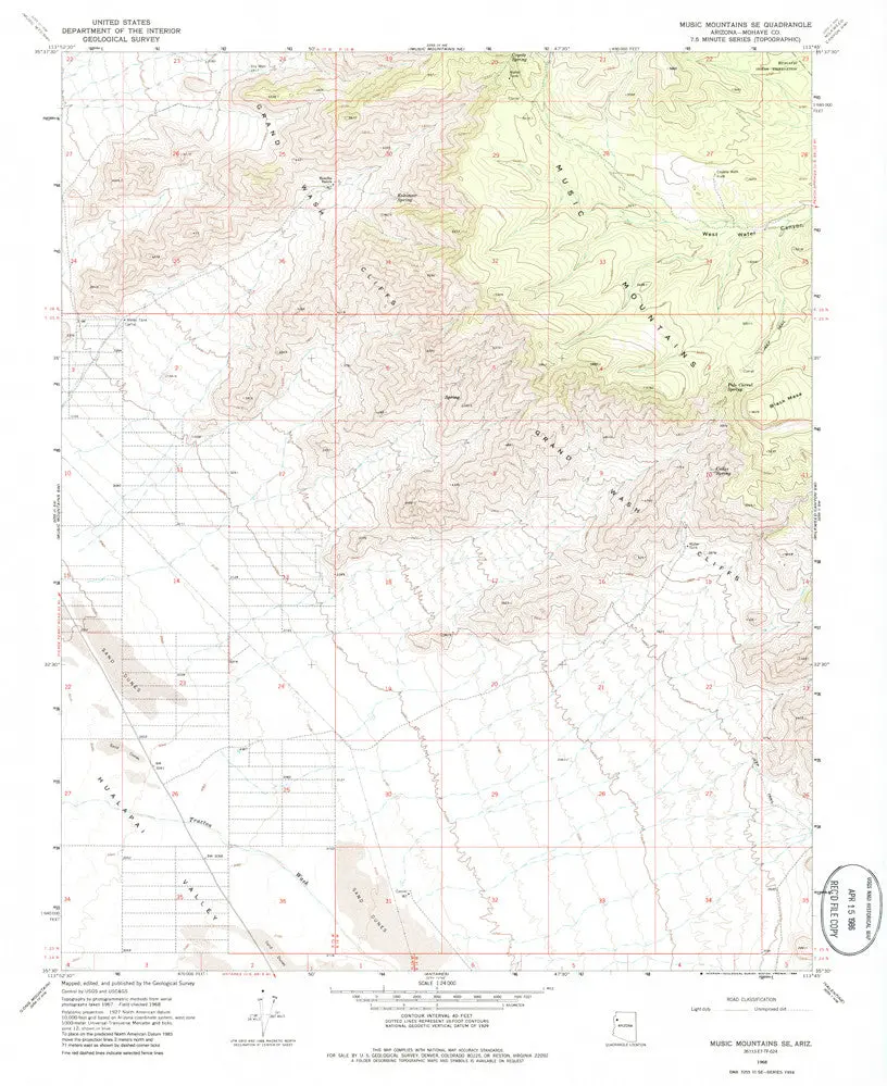 Music Mountains Se 7.5' Arizona Map United States Geological Survey 1