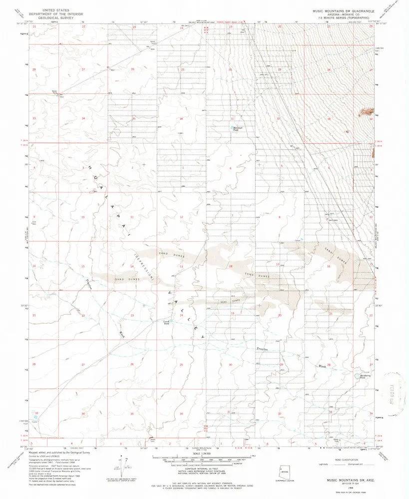 Music Mountains Sw 7.5' Arizona Map United States Geological Survey 1