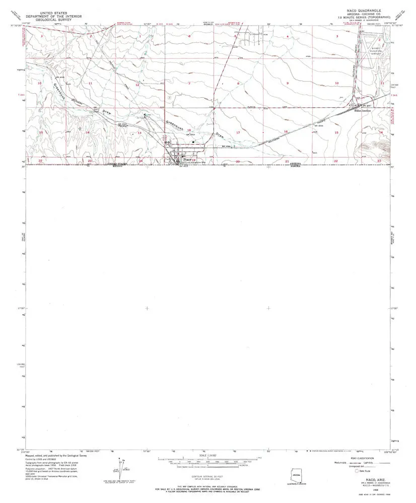 Naco 7.5' Arizona Map United States Geological Survey 1