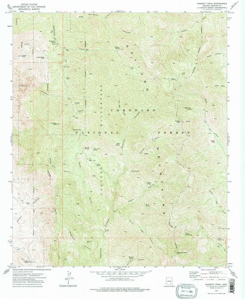 Bassett Peak, Az 7.5' 1972 [Map] United States Geological Survey 1