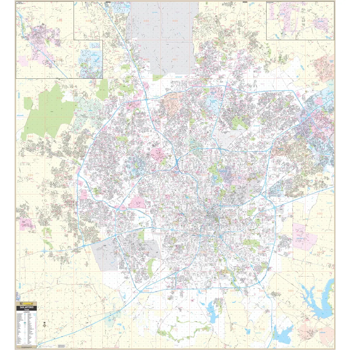 San Antonio, Tx Wall Map By Kappa Laminated [Map] Kmg 1