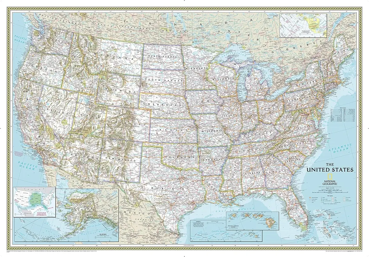 United States Classic Enlarged Wall Map - Dry Erase Laminated Reference Map (69.25 × 48 Inches) 1
