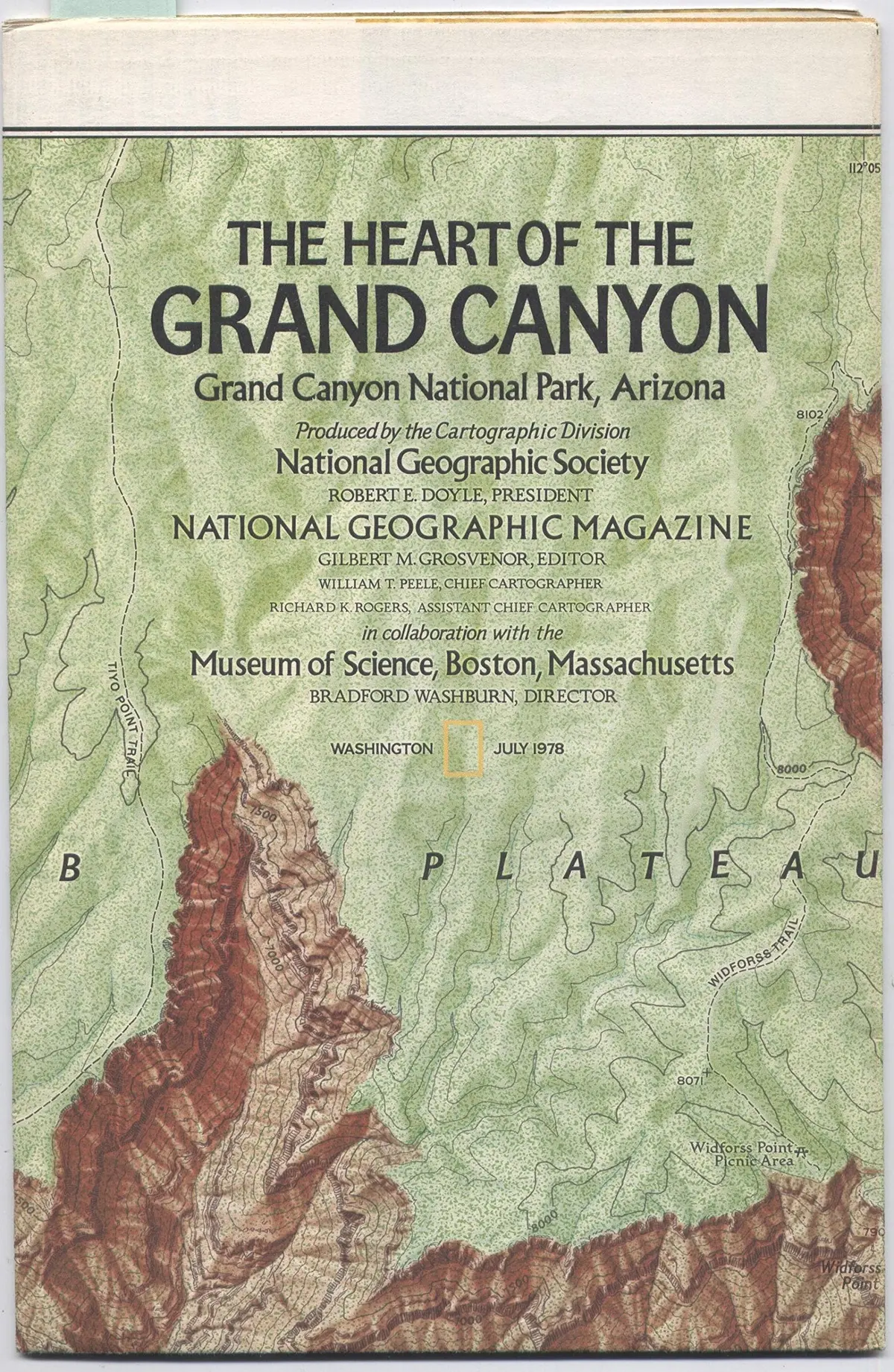 National Geographic Magazine Map - The Heart Of The Grand Canyon / The Grand Canyon Of Colorado - July 1978 - Map Only [Map] Produced By The Cartographic Division National Geographic Society National Geographic Magazine Washington July 1978; In Collaborat 1