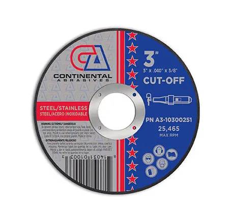 3" X .040" X 3/8" T1 Premium Thin Aluminum Oxide Double Reinforced Abrasive Cut-Off Wheels 1