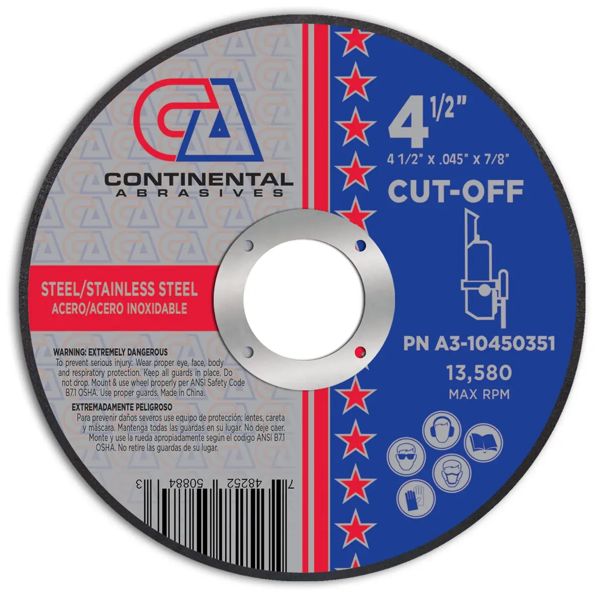 4 1/2" X .045" X 7/8"  Premium Thin Aluminum Oxide Double Reinforced Abrasive Cut-Off Wheels 1