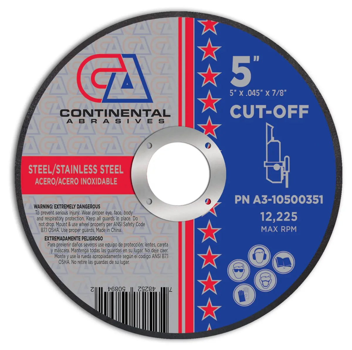 5" X .045" X 7/8"  Premium Thin Aluminum Oxide Double Reinforced Abrasive Cut-Off Wheels 1