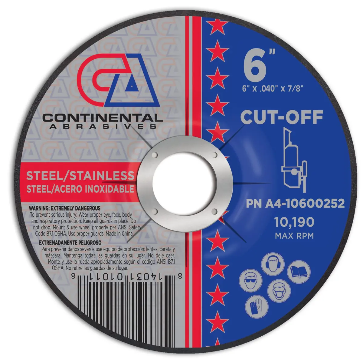 6" X .040" X 7/8"  T27 Depressed Center Double Reinforced Aluminum Oxide Cut-Off Wheels 1