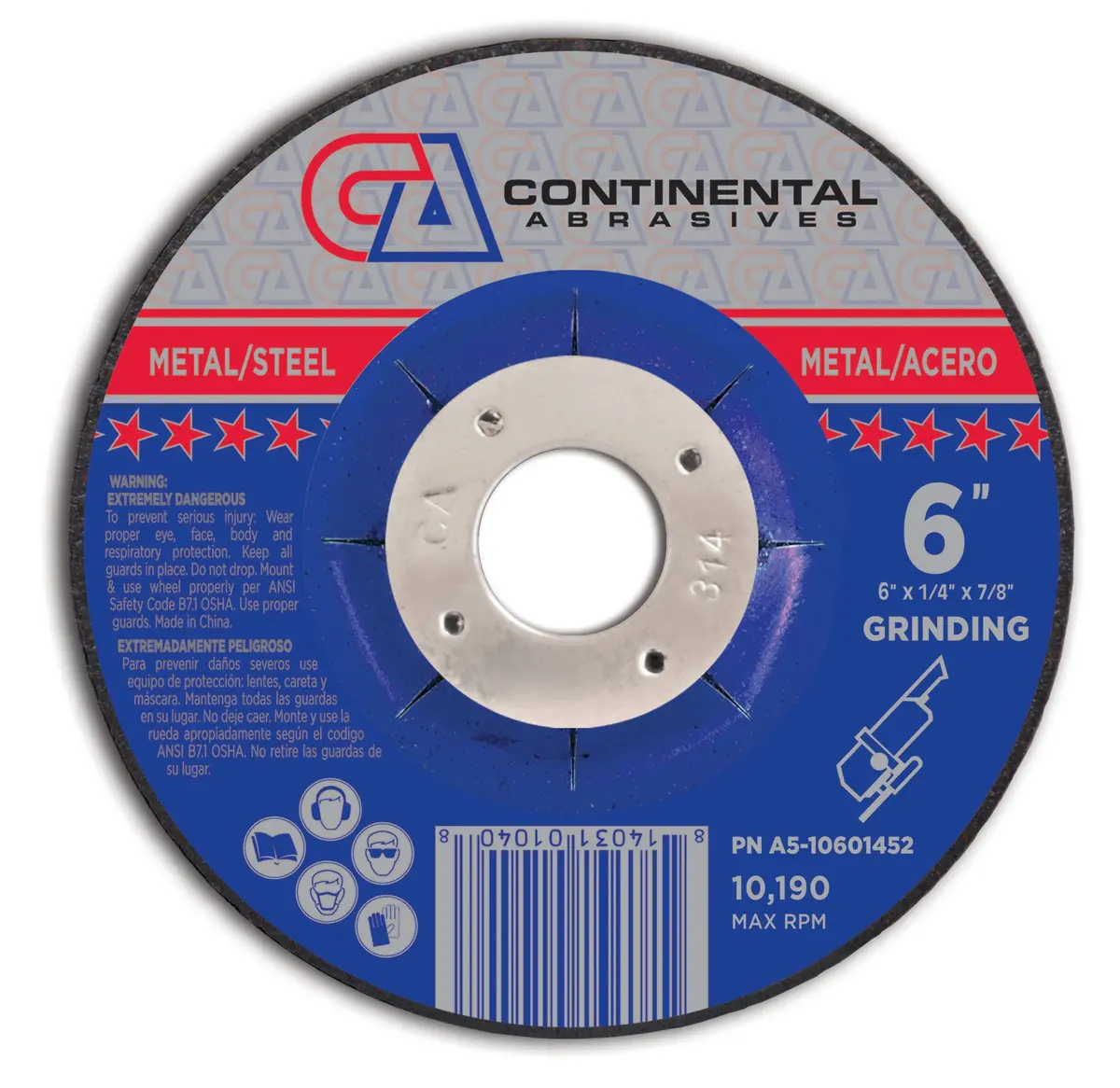 6" X 1/4" X 7/8" Type-27 Depressed Center Grinding Wheel For Metal Cutting 1