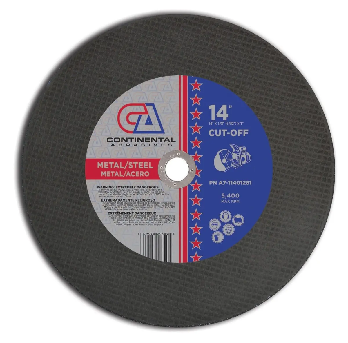 14" X 1/8" (5/32") X 1" T1 Triple Reinforced High-Speed Gas Powered Saw Wheels For Metal And Steel 1