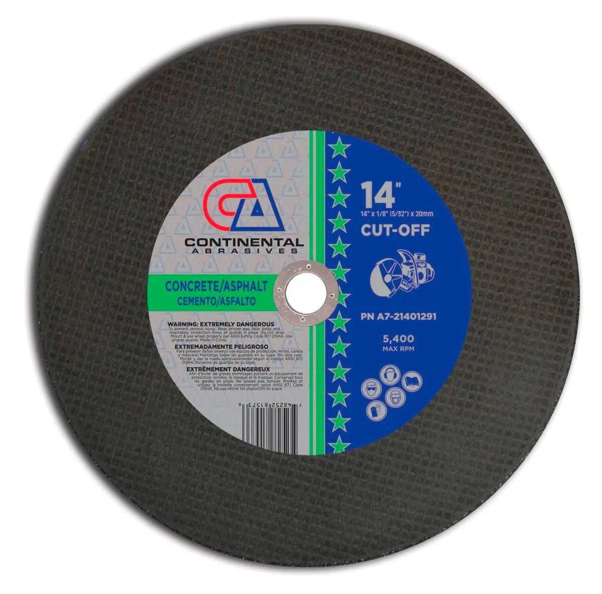 14" X 1/8" (5/32") X 20Mm Type-1 Triple Reinforced High-Speed Gas Powered Saw Wheel For Concrete & Asphalt 1