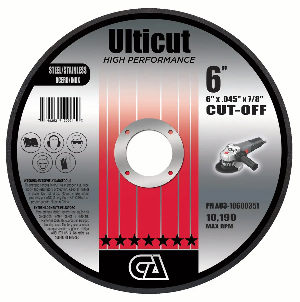 6" X .045" X 7/8 Double Reinforced Type 1 Premium Thin Aluminum Oxide Cut-Off Wheel For Die Grinder 1