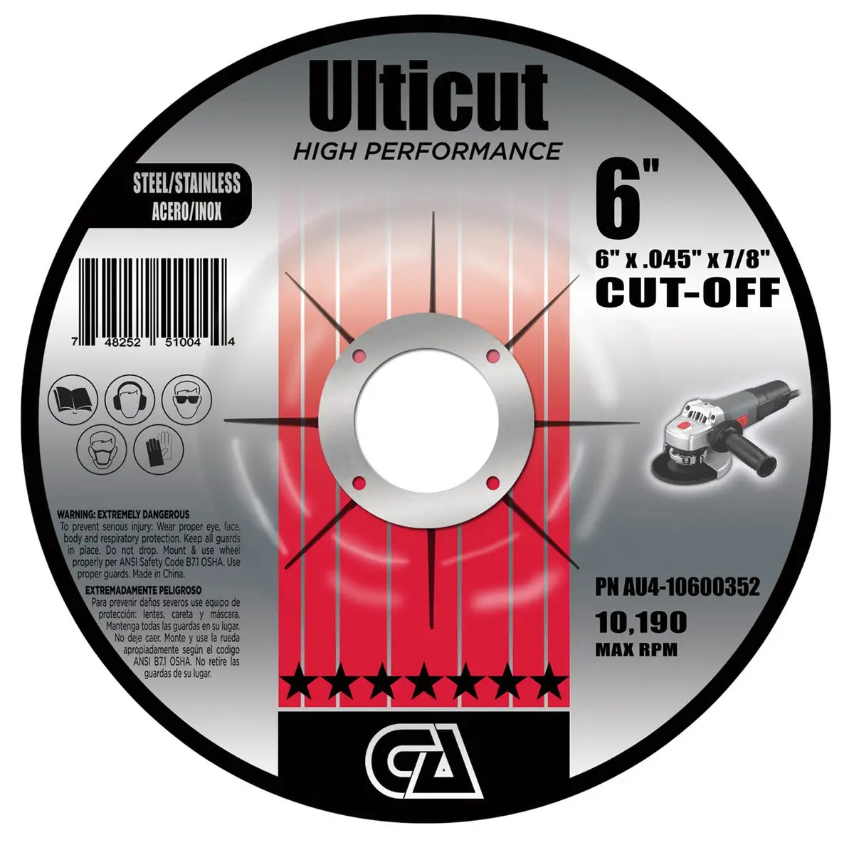 6" X .045" X 7/8 Depressed Center Premium Thin Aluminum Oxide Wheels Double Reinforced 1