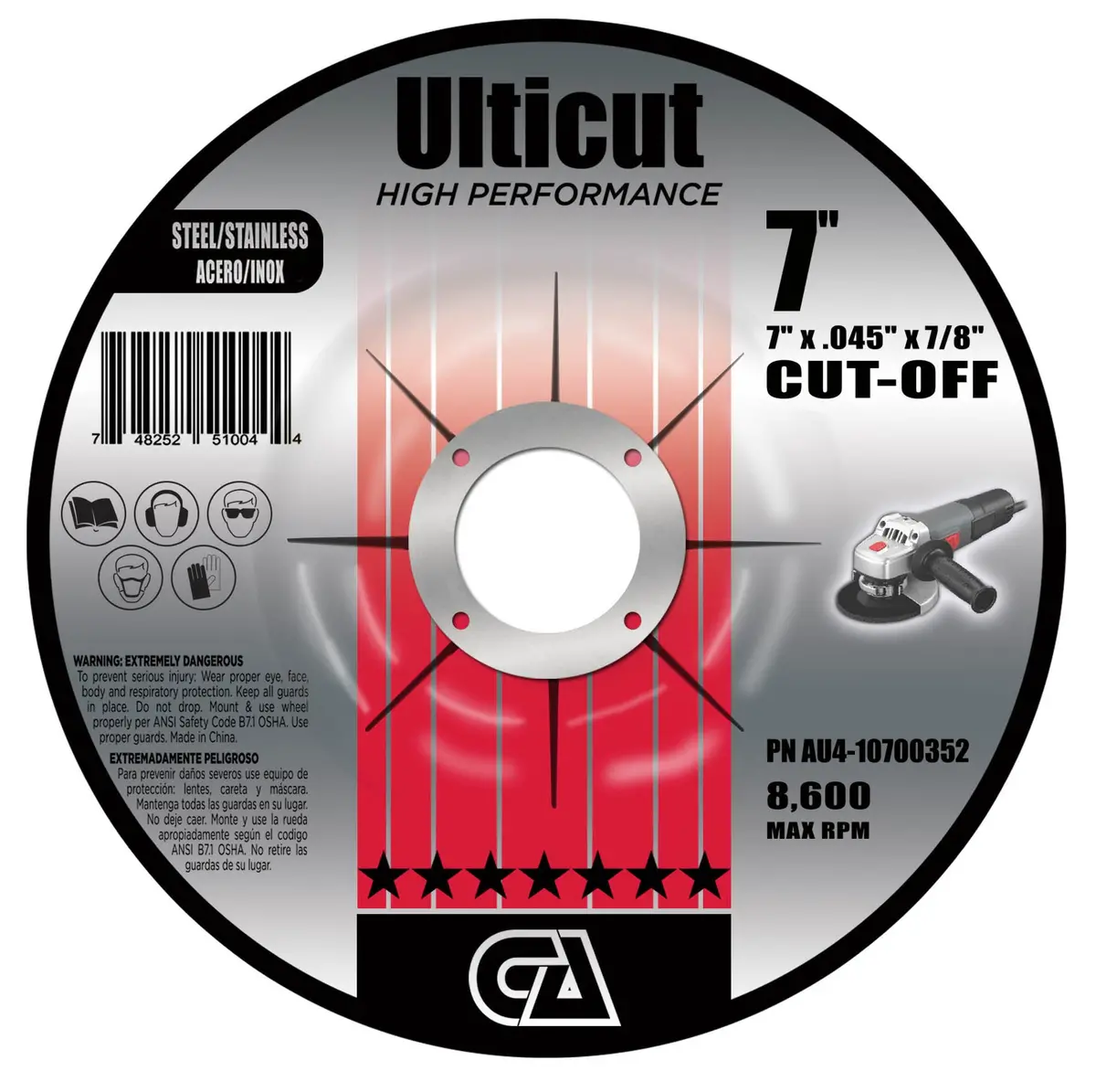 7" X .045" X 7/8 Depressed Center Premium Thin Aluminum Oxide Wheels Double Reinforced 1