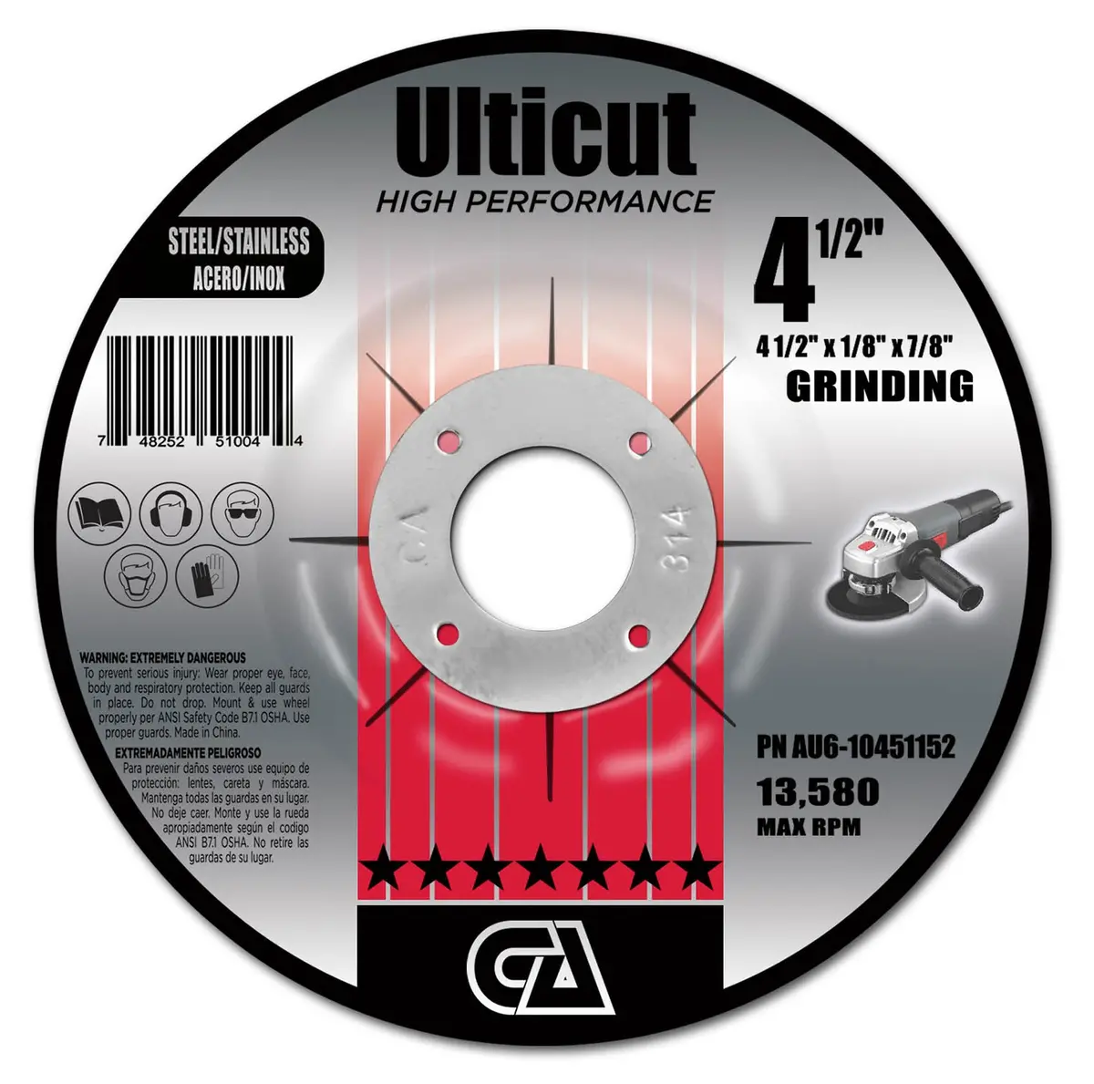 4 1/2" X 1/8" X 7/8 T27 Depressed Center Cutting And Grinding Wheel For Metal Pipe Cutting 1