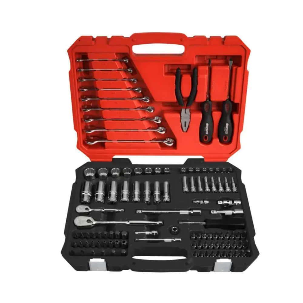 Boxo Usa 108-Piece Sae 1/4" & 3/8" Drive 6-Point Socket, Wrench & Screwdriver Set 1
