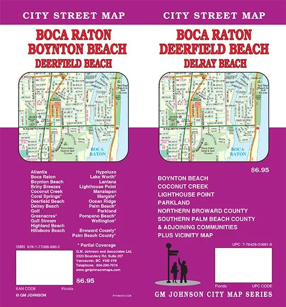 Boca Raton / Deerfield Beach / Delray & Boyton Beach, Florida Street Map Gm Johnson 1