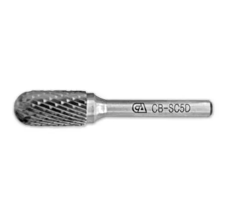 Sc - Cylindrical Shape Double Cut Ball Nose Rotary Carbide Burrs With 1/4''Shank 1