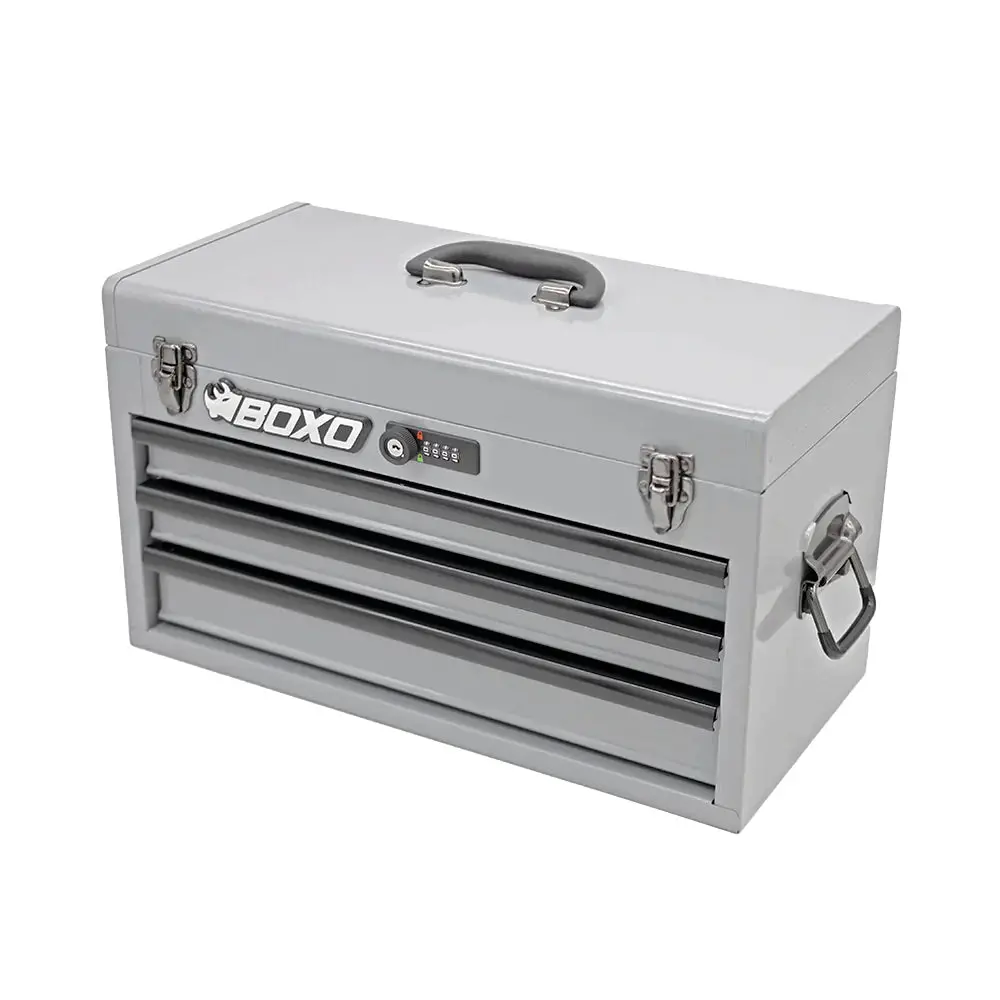 Boxo Usa 3-Drawer Hand Carry Tool Box : Nardo Gray - Black Drawer Trim 1