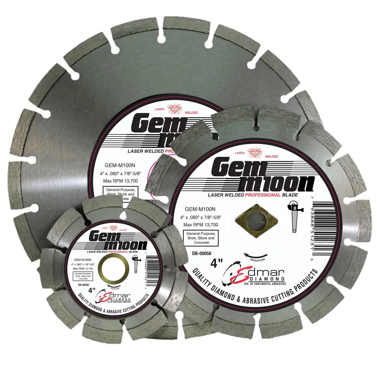 9" X .095" X 7/8"-5/8 Gem-M100n Segmented -  Premium 1