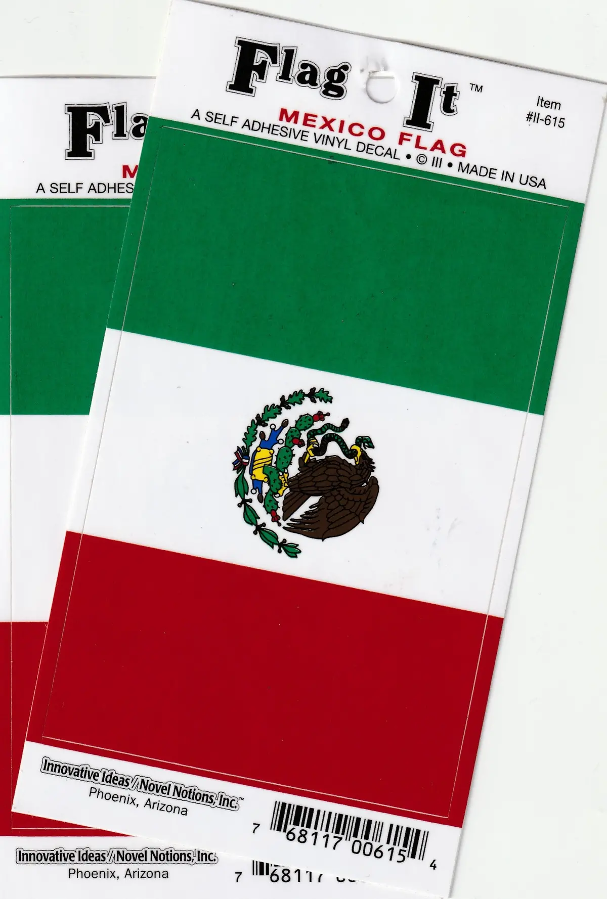 Mexico Flag: Two Self Adhesive Vinyl Decals 1