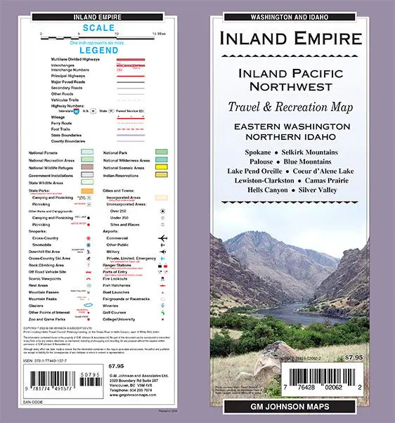 Inland Pacific Northwest / Eastern Washington / Northern Idaho Recreation Map Gm Johnson 2