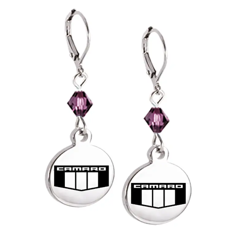 Camaro Emblem Crystal Leverback Earlings 1