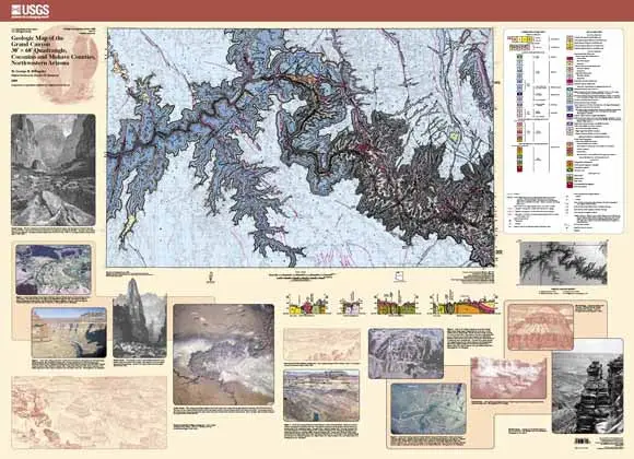 Geologic Map Of The Grand Canyon 60' × 30' Quadrangle, Coconino And Mohave Counties, Northwestern Arizona, Gloss Laminated [Map] George H. Billingsley 1