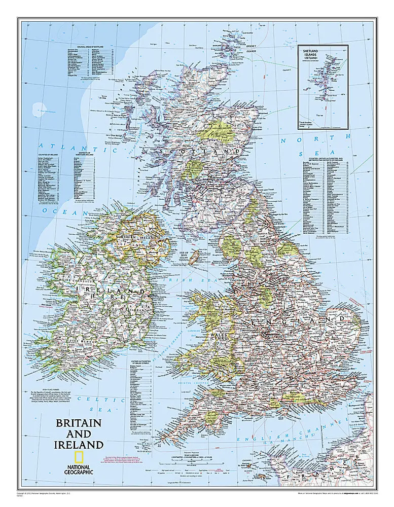 Britain And Ireland Classic, Laminated Wall Maps Countries & Regions: Pp.Ng602022 (Reference - Countries & Regions) By National Geographic Maps Published By National Geographic Maps Division (2012) [Map] 1