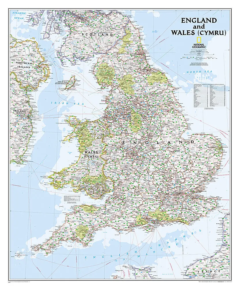 England And Wales Wall Map - Classic Reference - Dry Erase Laminated - Standard (30 X 36 Inch) 1