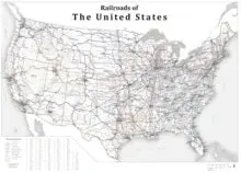 Updated Railroads Of The United States Wall Map [Wall Chart] Hubbs 1