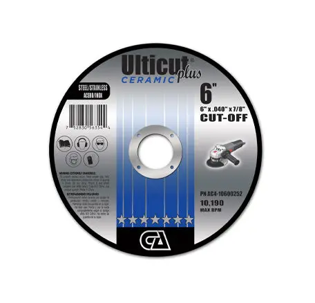6"X0.040"X7/8" Ulticut Plus Ceramic T-27 Metal Cutting Wheel 1