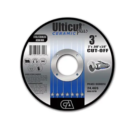3"X0.040"X3/8" Ulticut Plus Ceramic T-1 Metal Cutting Wheel 1