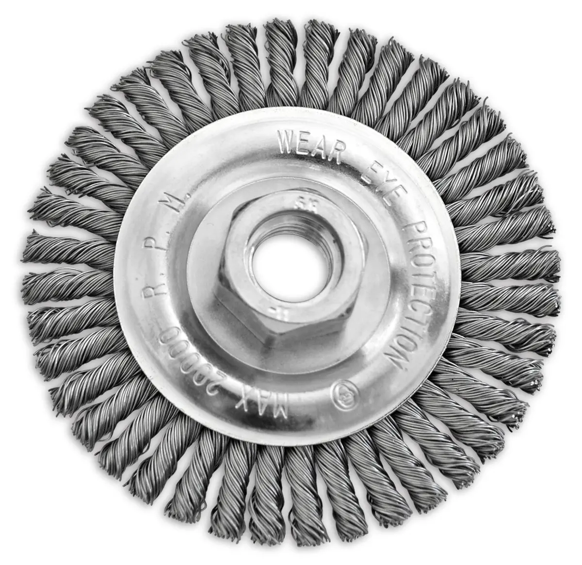 4" X 3/16" X 5/8-11" .020" Carbon Steel Stringer Bead Twisted Knot Wire Wheel For Finishing 1
