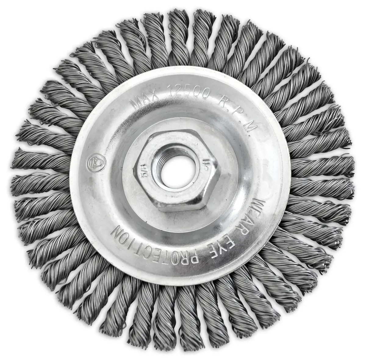 4 1/2" X 1/4" X 5/8-11" .020" Carbon Steel Stringer Bead Twisted Knot Wire Wheel For Finishing 1