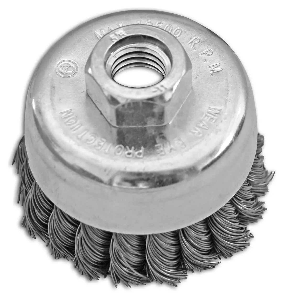 3" X 5/8-11" .020" Stainless Steel Knotted Cup Brush For Heavy Material Removal 1