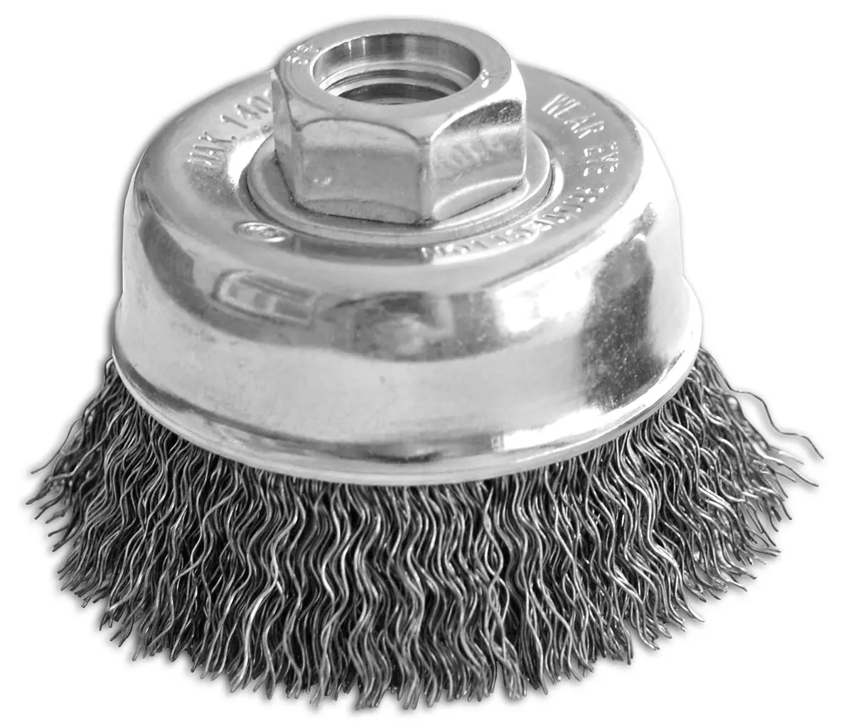 2 3/4" X 5/8-11" .012" Stainless Steel Crimped Wire Cup Brush For Cleaning Surfaces 1