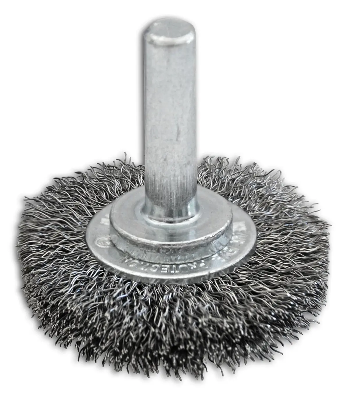 1 1/2" X 1/4" Shank .008" Carbon Steel Crimped Wire Wheel For Deburring With Shank Mounting 1
