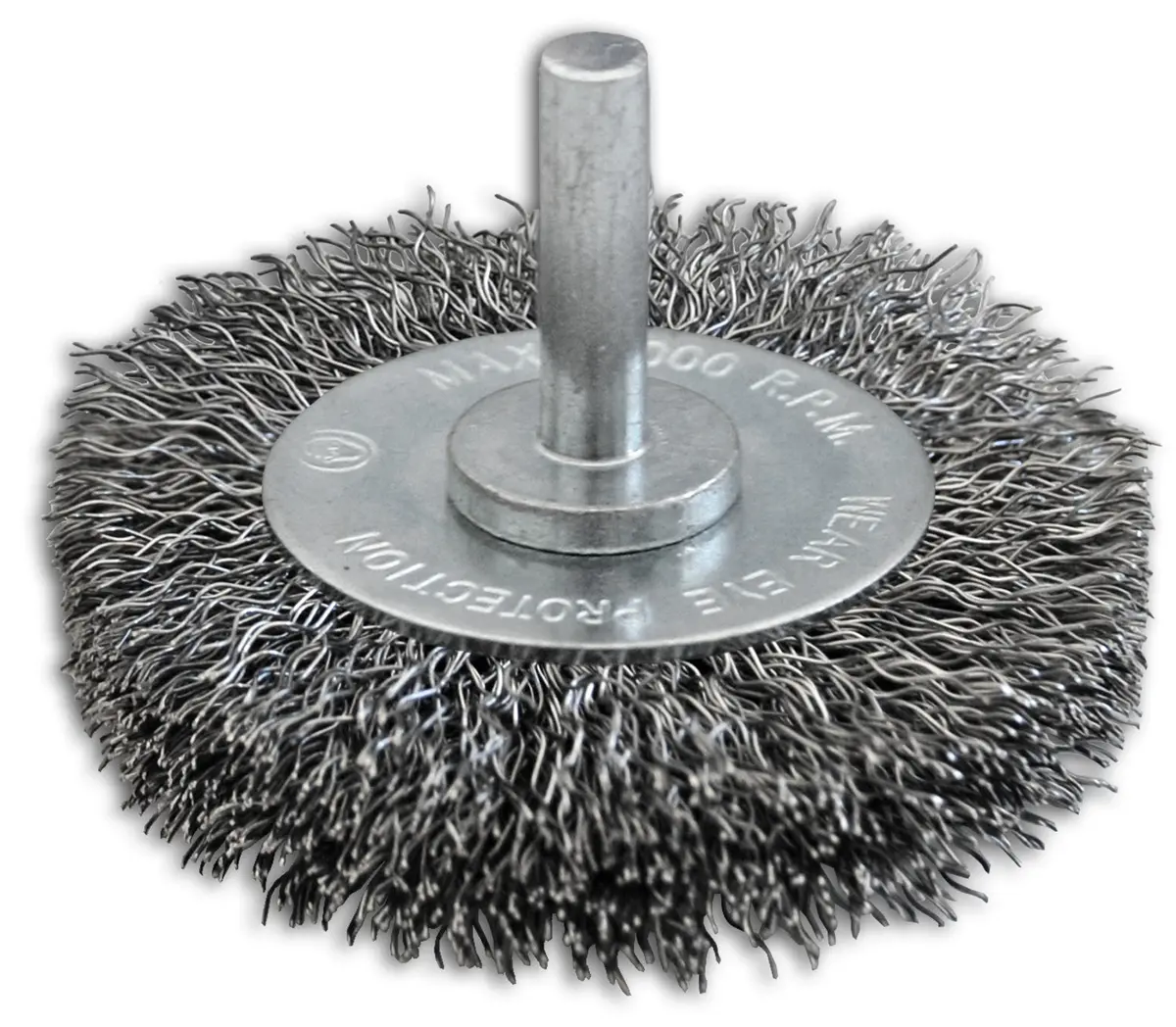 3" X 1/4" Shank .008" Carbon Steel Crimped Wire Wheel For Deburring With Shank Mounting 1