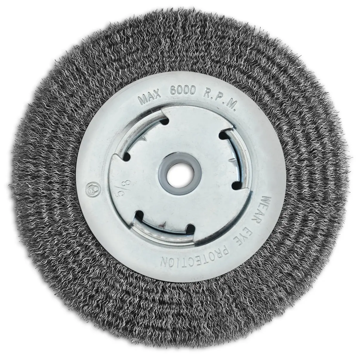 6" X 3/4" X 1/2"- 5/8" - 2" Ah 0.14" Carbon Steel Bench Grinder Crimped Wire Wheel For Rust Removal 1