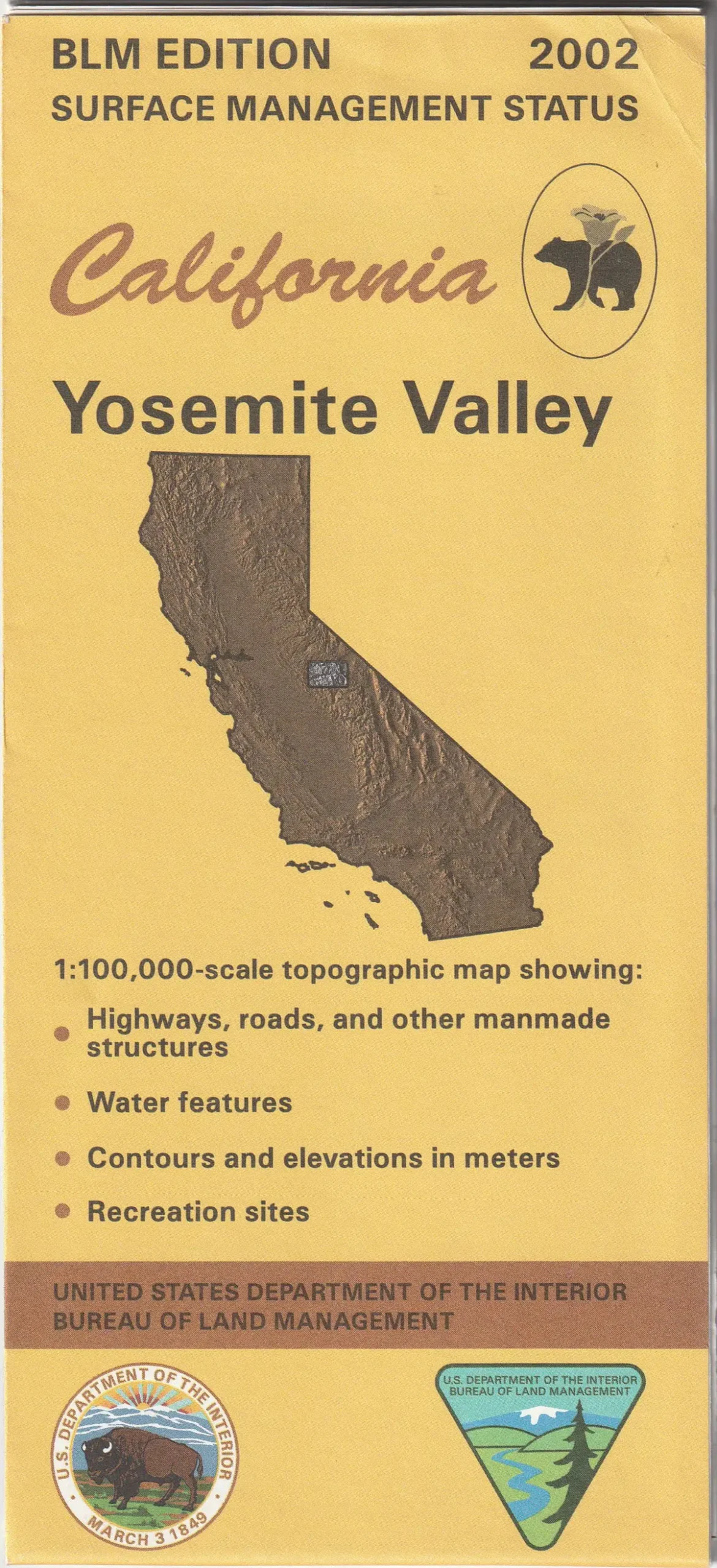 California: Yosemite Valley : 1:100,000 Scale Topographic Map : 30 X 60 Minute Series (Topographic) (Surface Management Status) United States 1