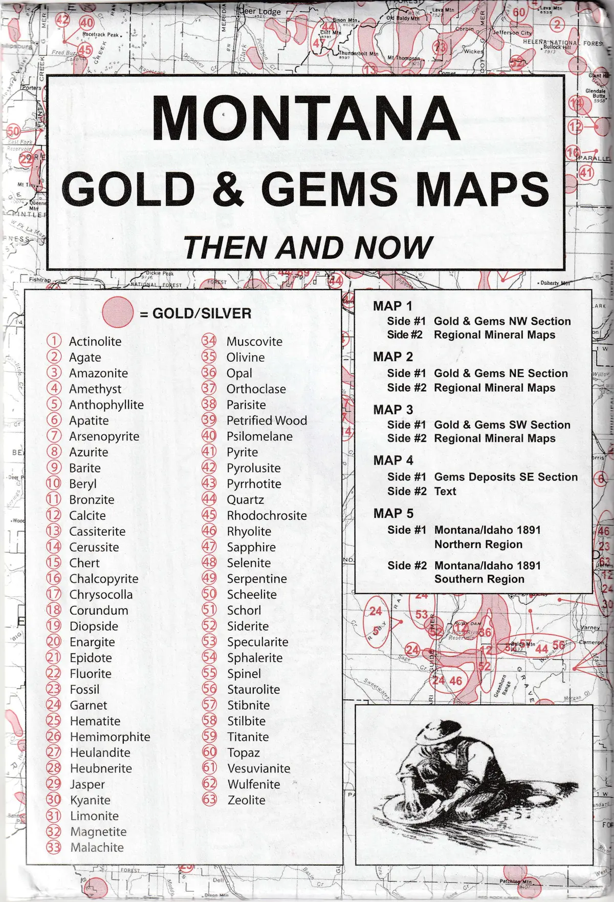 Montana Gold & Gems Then And Now [Map] R.N. Preston 1