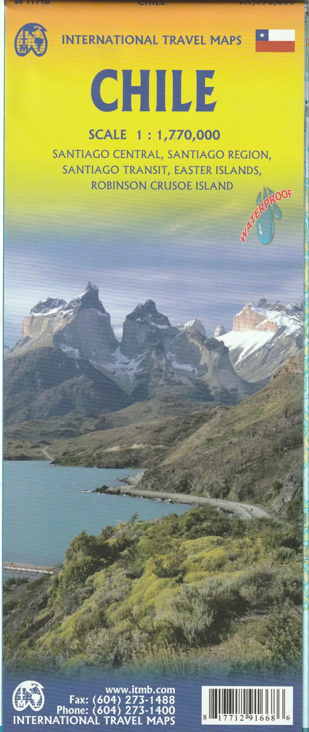 Chile Travel Reference Map Waterproof 1:1.77M 1