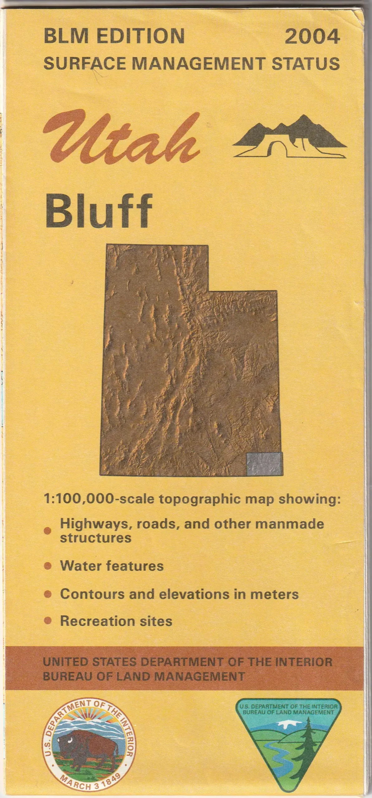 Bluff, Utah, Surface Management Status 1:100,000-Scale Topographic Map 1